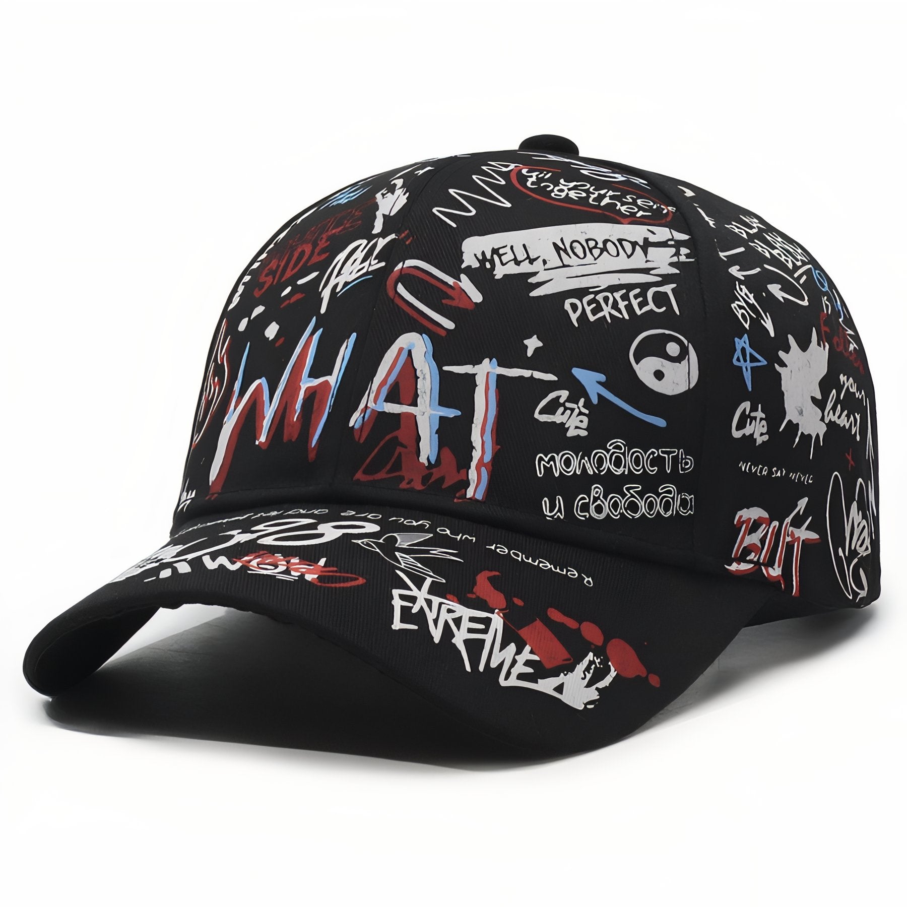 Men’s Graffiti Print Baseball Cap | Adjustable Strap | Curved Brim Streetwear Hat