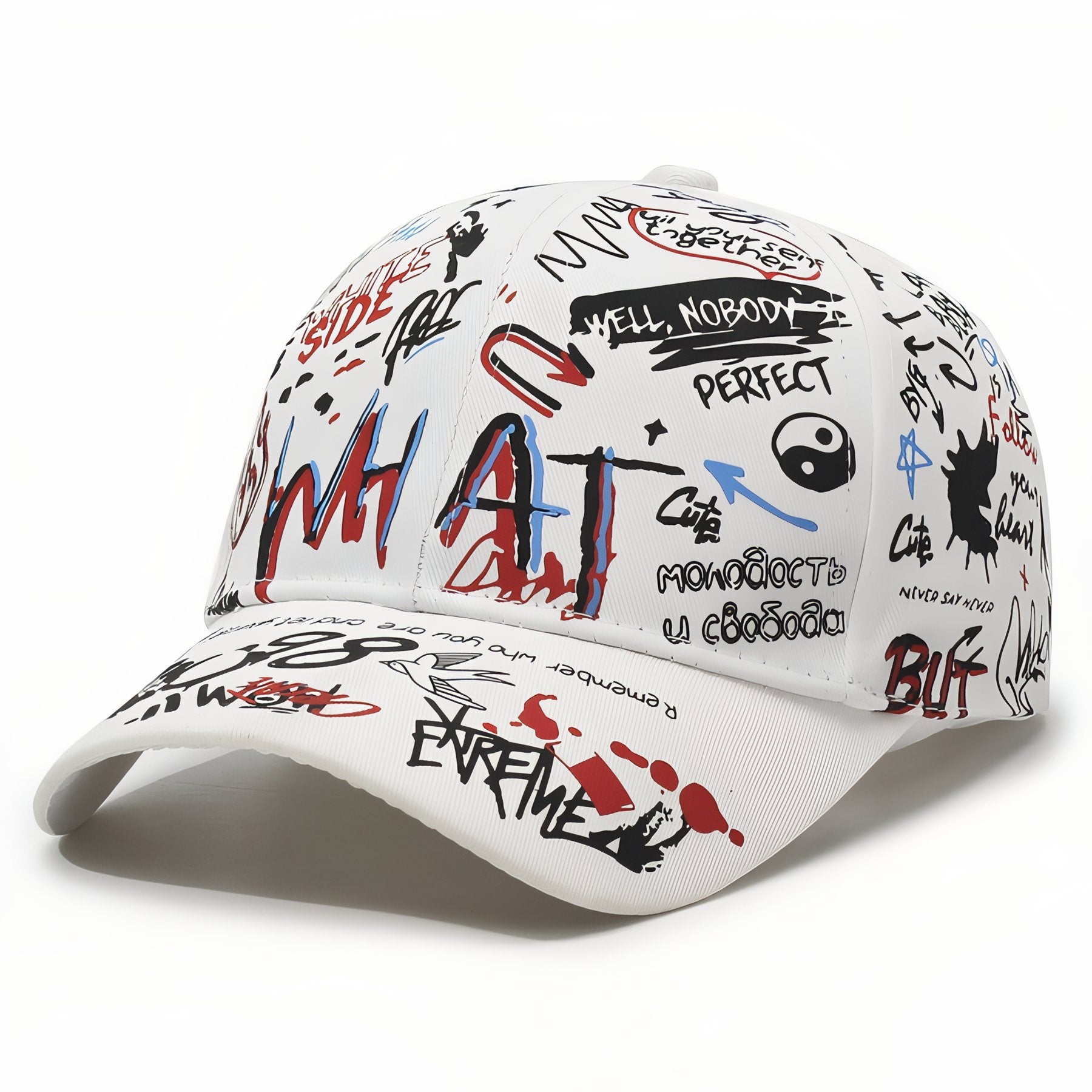 Men’s Graffiti Print Baseball Cap | Adjustable Strap | Curved Brim Streetwear Hat